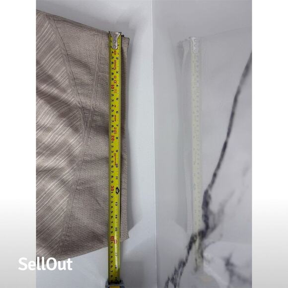 Women's Beige Striped Midi a-line Skirt Size 12 Casual Zip Closure linen summer - Picture 8 of 8